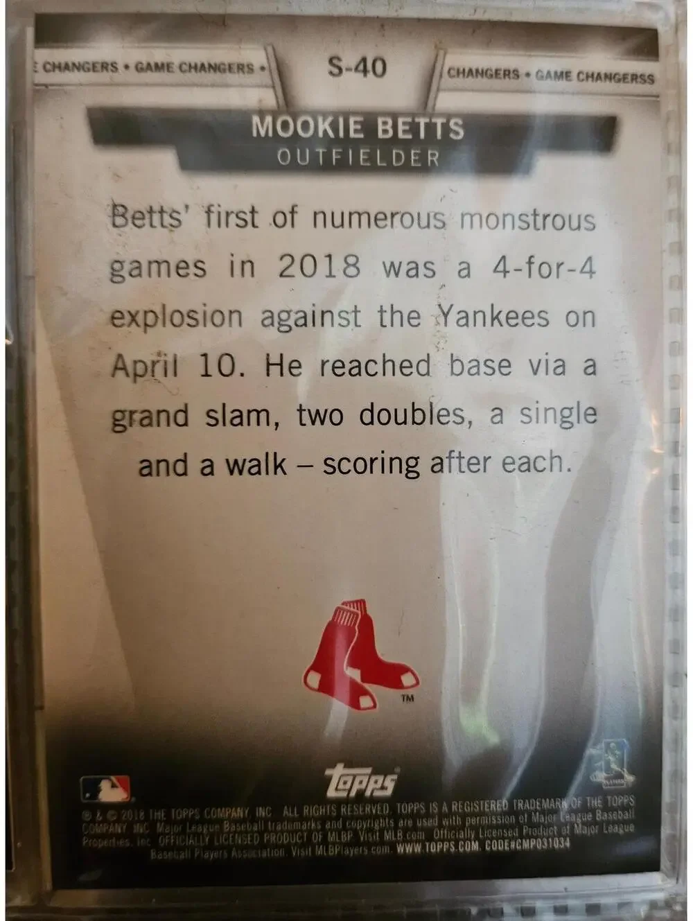 2018 Topps Update Salute #S-40 Mookie Betts